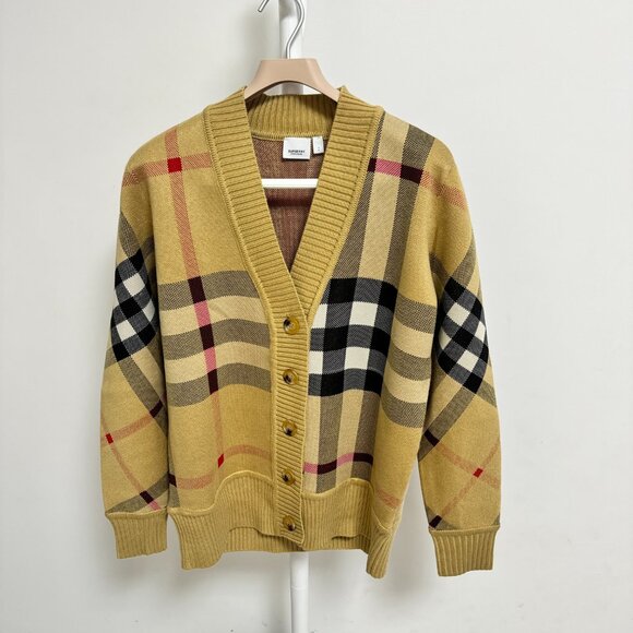 Burberry Cardigan in Check Technical Merino Wool Jacquard - Picture 4 of 14